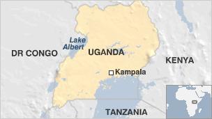 Map of Uganda, showing Lake Albert