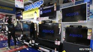 Sharp TVs on display