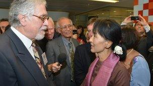 Dave Lee Travis and Aung San Suu Kyi