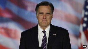 Mitt Romney delivers concession speech in Boston, Massachusetts 7 November 2012