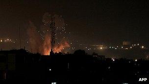 Israeli strike on border tunnels between Egypt and Rafah in southern Gaza Strip. 20 Nov 2012