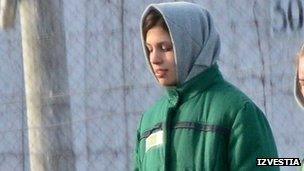 Tolokonnikova in detention in Mordovia (image from 14 Nov 2012)