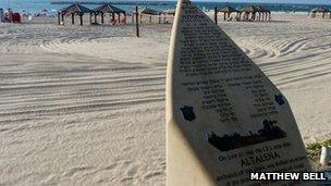 Memorial to the Altalena on the beach at Tel Aviv