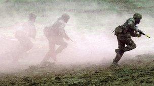 Soldiers training on Salisbury Plain