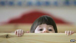 A little girl at a Russian orphanage for children with HIV (file image)