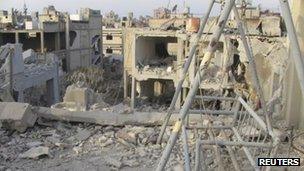 A Homs building destroyed by an army air strike, 30 November