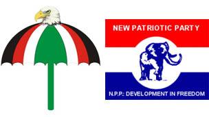 Party logos of the National Democratic Congress (l) and New Patriotic Party (r)