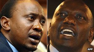 Uhuru Kenyatta (left in 2002) and William Ruto (right in 2012)