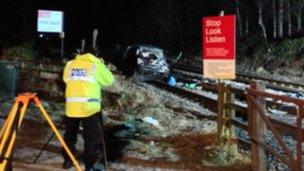 Scene of accident on Newcastle-Carlisle rail line