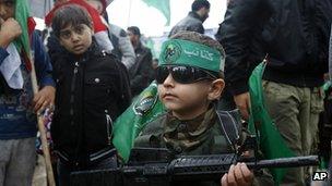 Child dressed as Hamas fighter. 8 Dec 2012