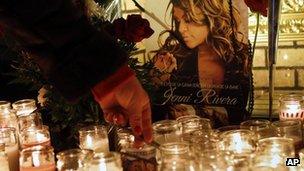 Candles in memory of Jenni Rivera