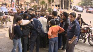 Crowd gathers over copy of constitution