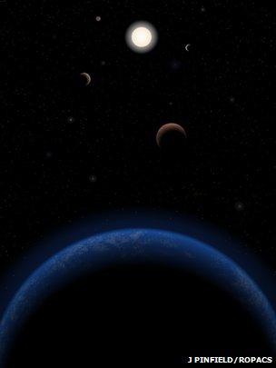 Artists' conception of Tau Ceti solar system