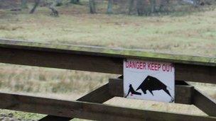 Danger sign on gate