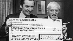 Norman Fowler (l) and Jimmy Savile
