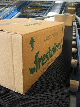 Fresh Direct boxes on production line