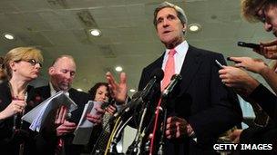 John Kerry speaks to reporters
