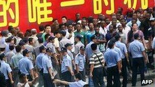 Africans protesting in China's Guangdong province