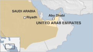 Map showing UAE and Saudi Arabia