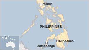 Map of the Philippines showing Mindanao Island and Zamboanga City