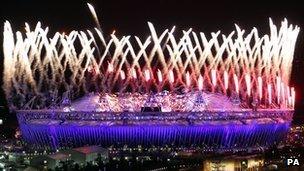 Fireworks at the Opening Ceremony at the Olympic Stadium, London
