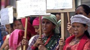 Victims of alleged Maoist war crimes protest in Kathmandu