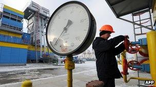 Ukrainian engineer at Mryn gas compressor station