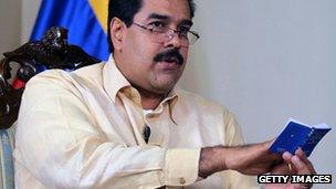 Venezuelan Vice-President Nicolas Maduro during a TV appearance, 4 January 2013