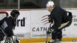 Sidney Crosby from the Pittsburgh Penguins in training