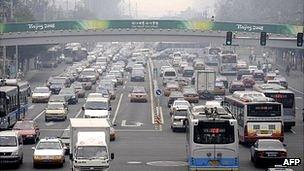 Busy road in Beijing (file image)