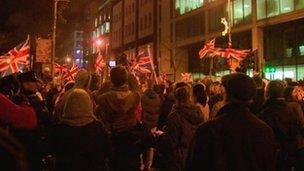 The protest started outside Belfast City Hall on Monday 3 December