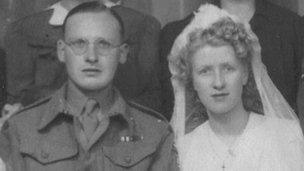 Historic picture of a couple at their wedding