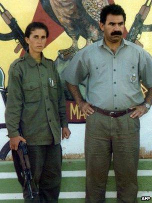 Sakine Cansiz (L) with Abdullah Ocalan, the PKK leader in 1995.