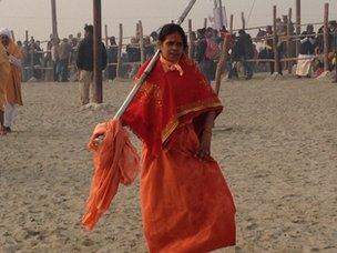 Female ascetic at Kumbh Mela, 14 January 2013