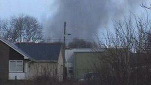 Smoke from the fire in Nantyglo