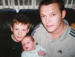 Undated family handout photo of Stephen McFaul with his sons Dylan McFaul (left) and Jake McFaul (right)