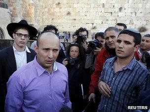 Naftali Bennett (2nd Right) at the Western Wall in Jerusalem