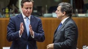 David Cameron, at a recent EU summit with EC president Jose Manuel Barroso