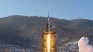 North Korea's rocket lifts off on 12 December 2012
