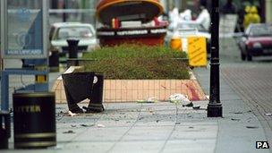 Aftermath of IRA bomb in Warrington in 1993