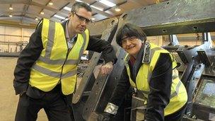 Blackrock Manufacturing Ltd's managing director, Conor Monaghan, with Arlene Foster