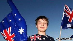Boy celebrating Australia Day in Perth - January 2010