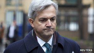 Chris Huhne arrives at Southwark Crown Court in London 28 January