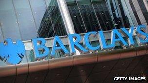 Barclays logo on HQ Canary Wharf