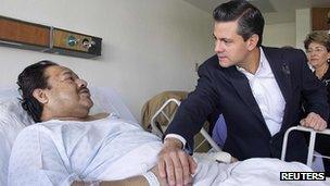 President Enrique Pena Nieto visits survivors. 2 Feb 2013