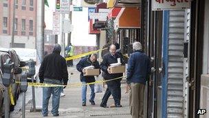 FBI agents enter Raja Jewelers in Jersey City 5 February 2013