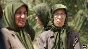 Female members of the People's Mujahideen Organisation of Iran (PMOI) at Camp Hurriya (Liberty) in September 2012