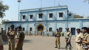 File photo of security men standing outside the court inside Sabarmati Central Jail