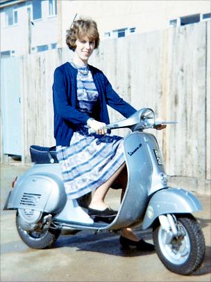 Maureen Lear on her scooter in the 1960's