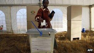 A Zimbabwean votes in the 2008 election